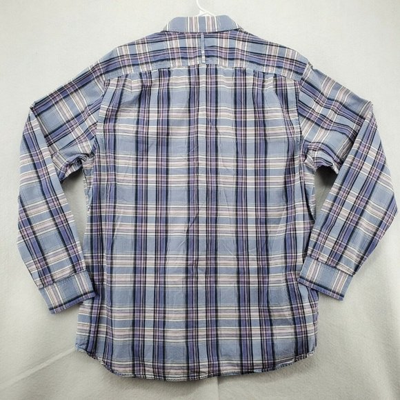 Banana Republic Shirt Men's Long Sleeve Button Up Plaid Oxford Purple XL - Picture 8 of 12